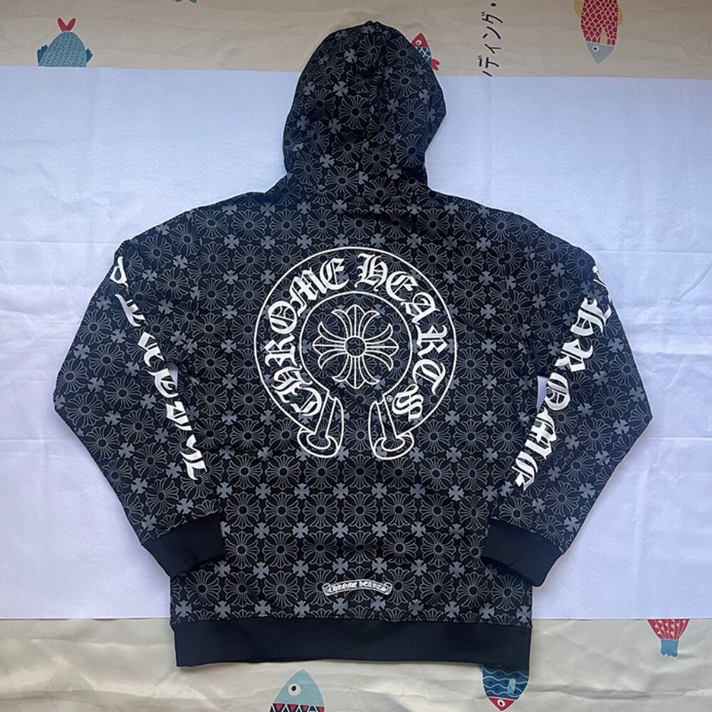 Chrome Hearts Cross Allover Print Horseshoe Logo Hoodie